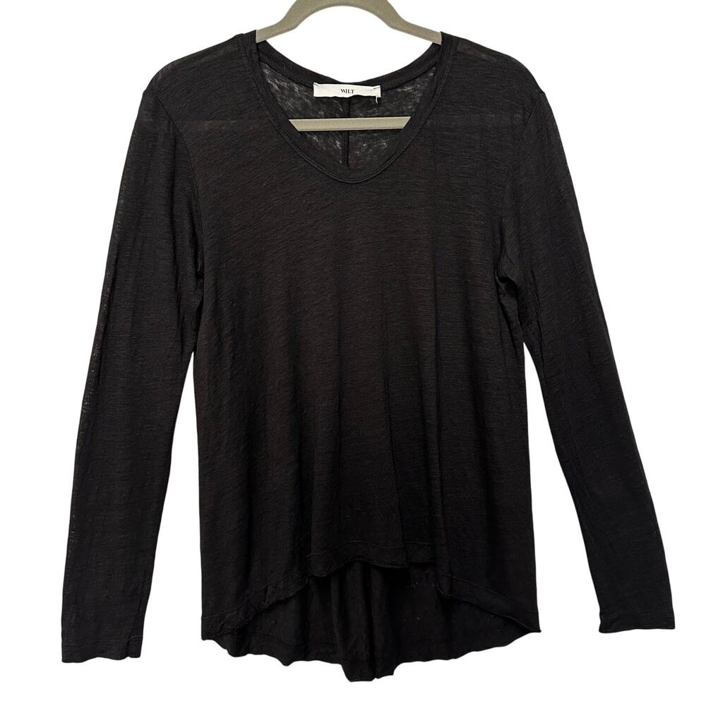 Wilt 100% Cotton Top Black Long Sleeve Size Large